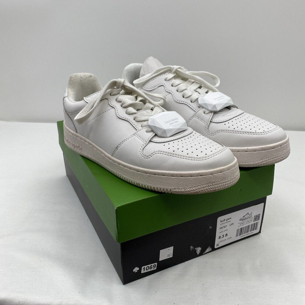 Kate Spade New York Womens Bolt Gem White Casual and Fashion Sneakers 8.5